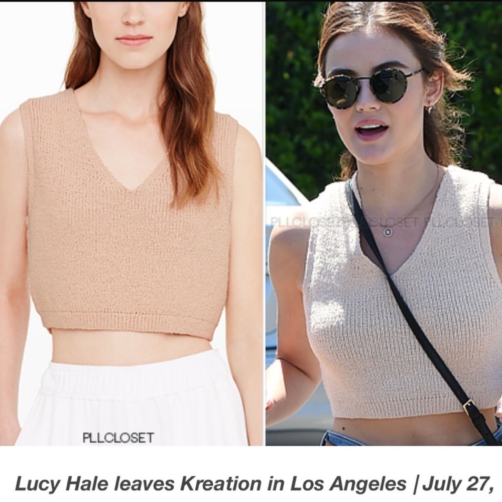 Club‎ Monaco crochet knit Cropped Sleeveless v-neck open back Sweater Tank